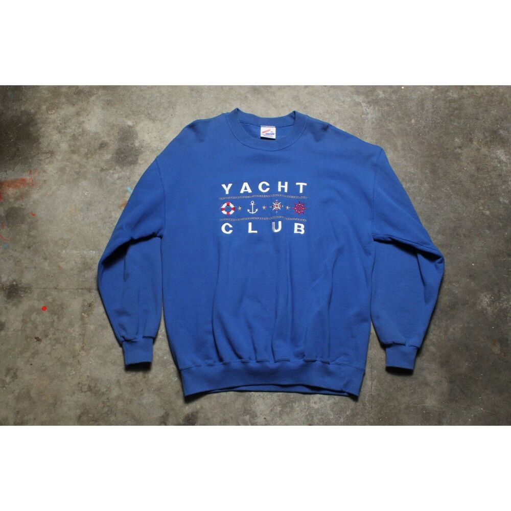 Vintage 90's USA-Made JERZEES Embroidered Yacht Club Sweatshirt - XL